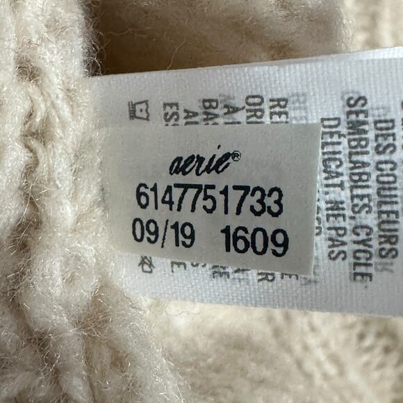 Aerie Oversized Sweater Womens M Cream Cable Knit Slouchy Cozy Boho Soft Girl - Picture 5 of 8